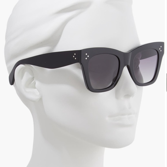 Celine 50mm Polarized Black Square Sunglasses - Picture 1 of 10